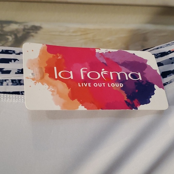 NWT La Forma Racer Back Tank White Blue Print Women M - Picture 2 of 7